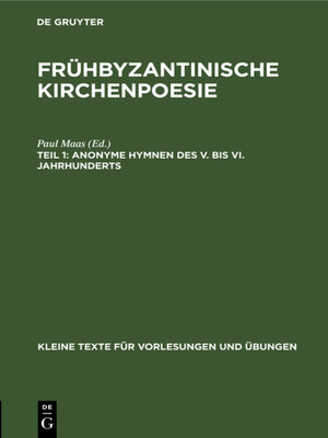 cover image of Anonyme Hymnen des V. bis VI. Jahrhunderts